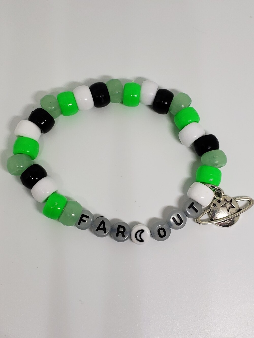 Glow in Dark "Far Out" terrestrial kandi bracelet